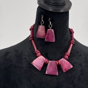 2/$18 SALE! Handcrafted Purple Resin Necklace Earring Set‎ Cottage core Bohemian